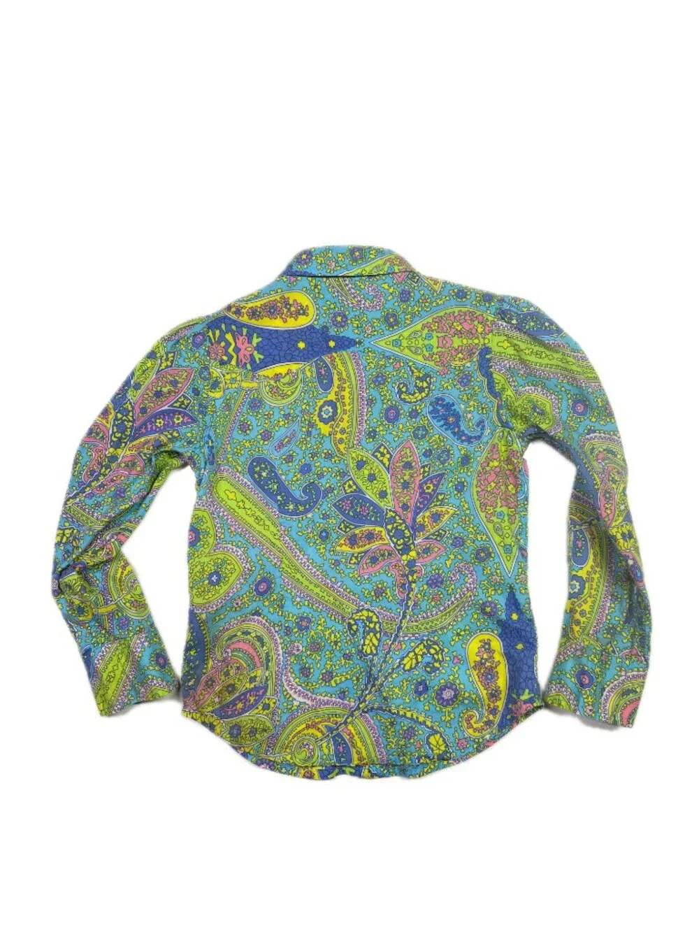Ralph Lauren Girl's Size 4 / 4T Paisley Pearl Snap Shirt Cotton Long Sleeve
